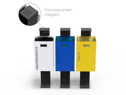 cestino modern triplo acciaio raccolta differenziata posacenere