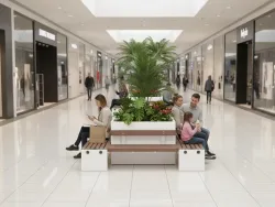 isola quadrata con fioriera plastica riciclata smart viva per centri commerciali foto1.webp