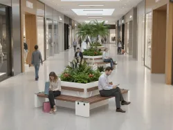 isola quadrata con fioriera plastica riciclata smart viva per centri commerciali foto2.webp