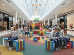 panca colorata con plastica riciclata smart viva per centri commerciali foto.webp