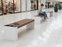 panchina smart viva senza schienale per centri commerciali plastica e acciaio foto.webp