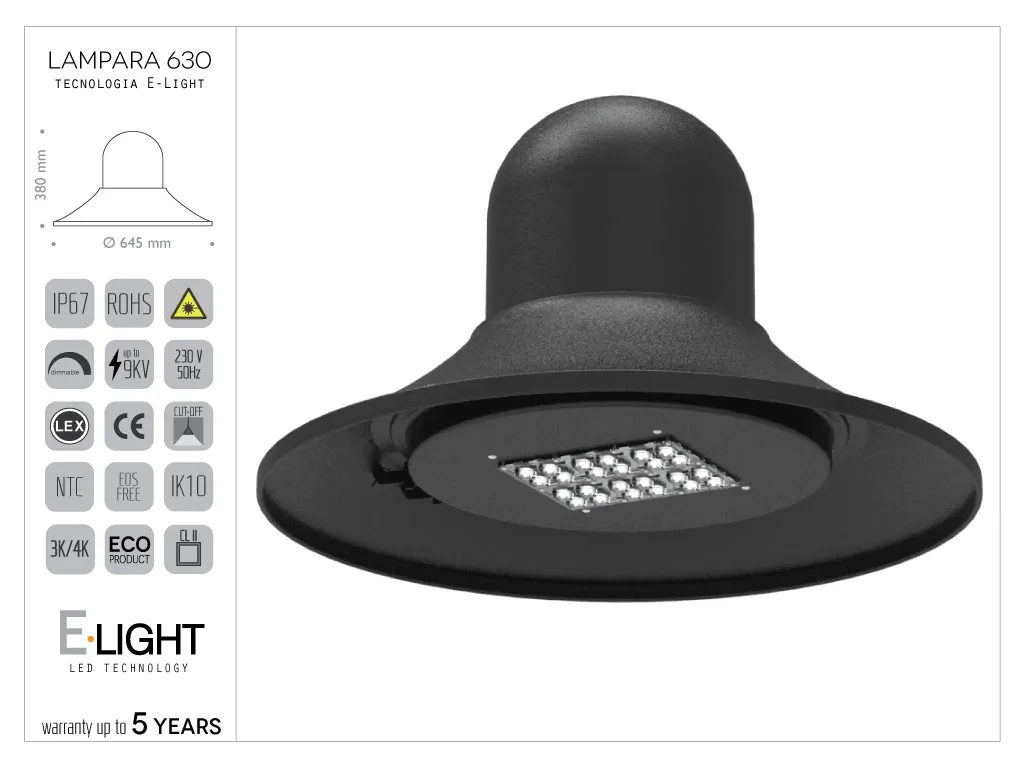 630 lampara tiratura alluminio ottica led osram