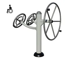 DP676 strumento fitness acciaio per esterno doppio volante ruota anche per disabilita inclusivo.webp