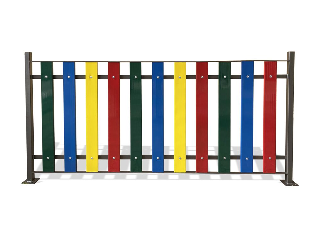 Ringhiera in acciaio e plastica riciclata tipo Raibow - misure cm 200 x 100h, a flangia