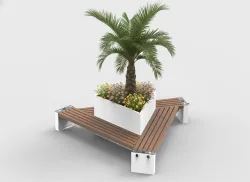 isola triangolare con fioriera plastica riciclata smart viva per centri commerciali.webp