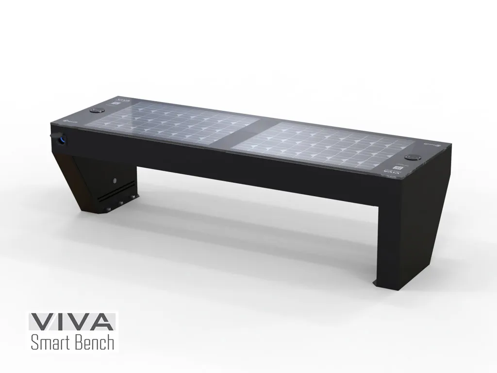 panchina VIVA smart bench senza schienale fotovoltaica hybrid portal hotspot wifi nera.webp