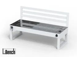 panchina smart L bench con schienale con fotovoltaico energia solare usb wireless charger.webp