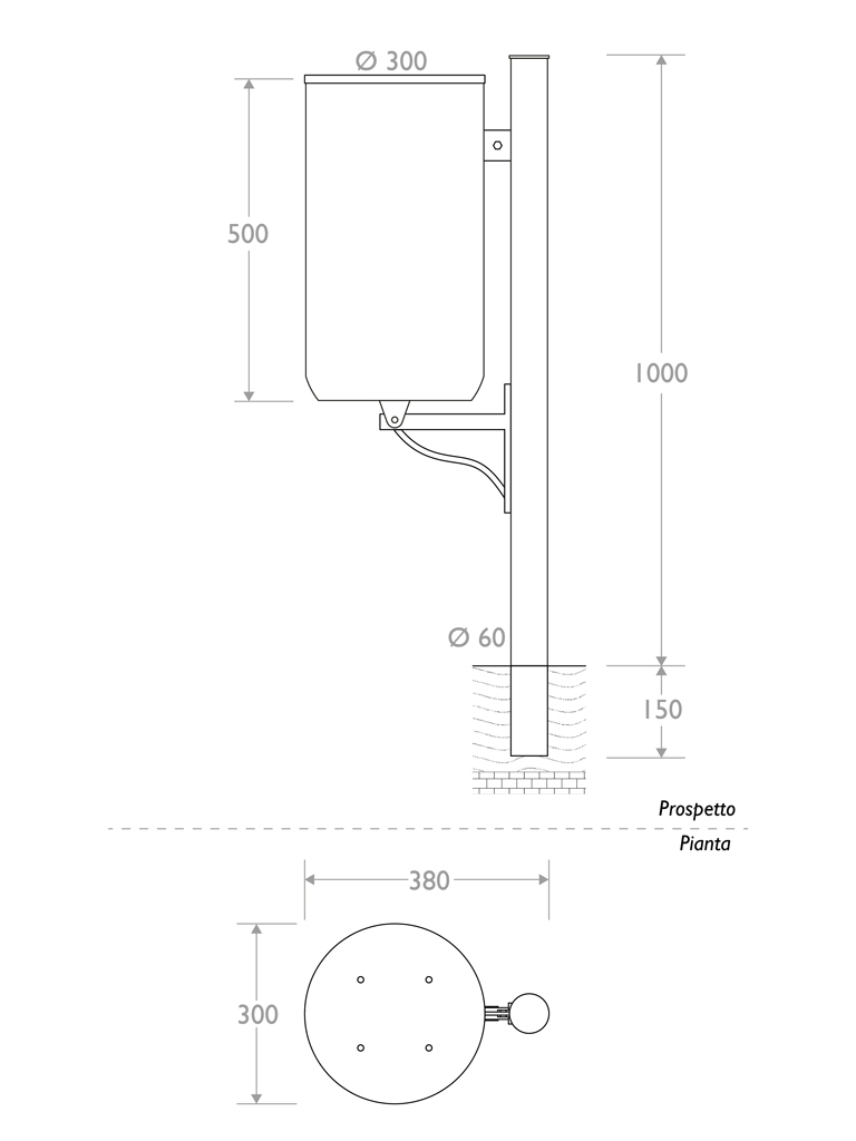 cestino marinetti 330518 singolo infissione