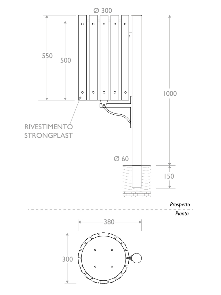 cestino marinetti 330530 singolo infissione rivestito