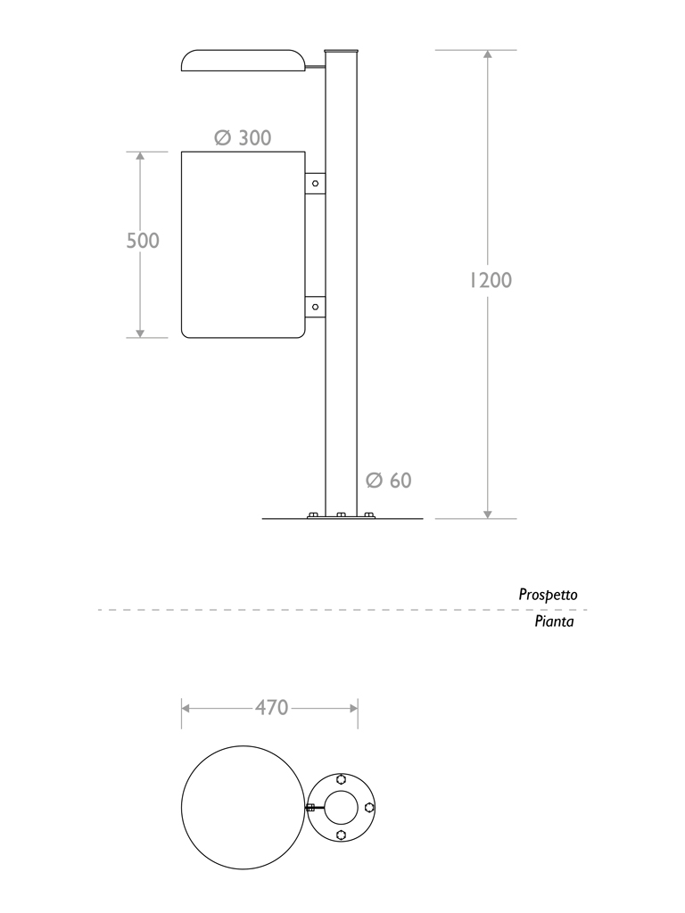 cestino trespolo 330507 singolo flangia coperchio