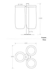 cestino trespolo 330509 triplo flangia ciambelle