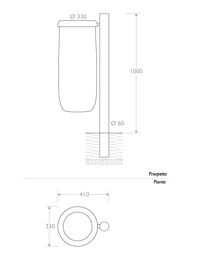 cestino trespolo 330513 singolo infissione ciambella