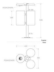 cestino trespolo 330533 triplo flangia posacenere