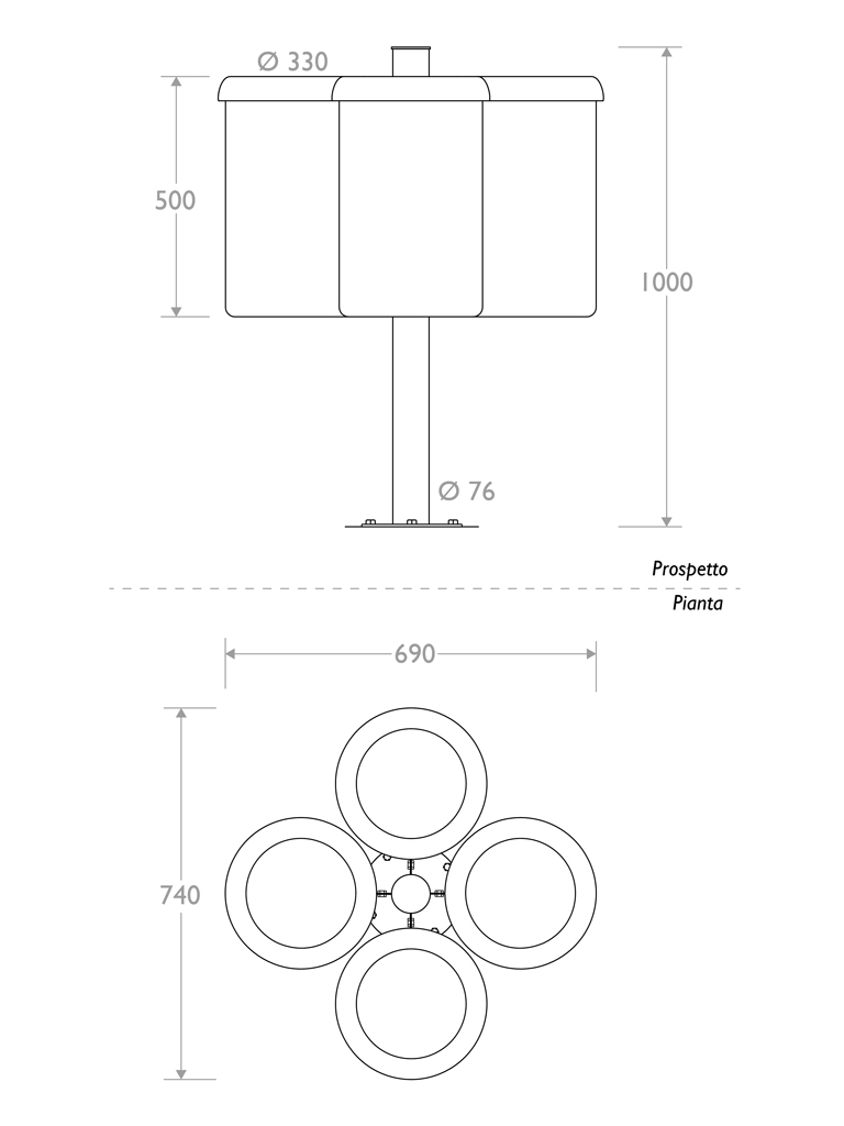 cestino trespolo 330535 quadruplo flangia