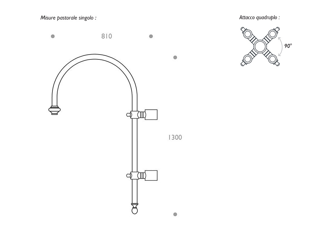 cima a pastorale quadruplo alluminio ghisa 505 dimensioni