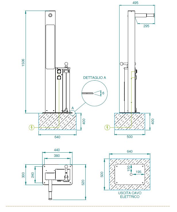 Self service eBike Repair and charge Station dimension