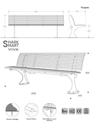 disegno misure 2d panchina shark smart usb.webp