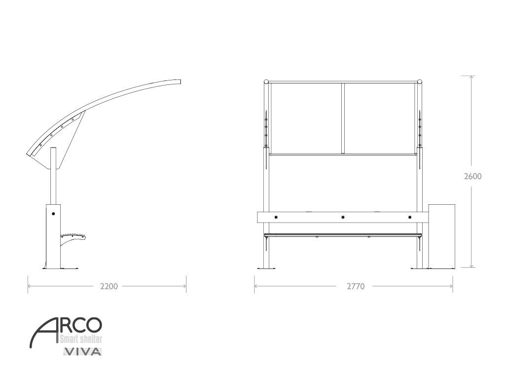 Bus Shelter Arco Smart dimesion