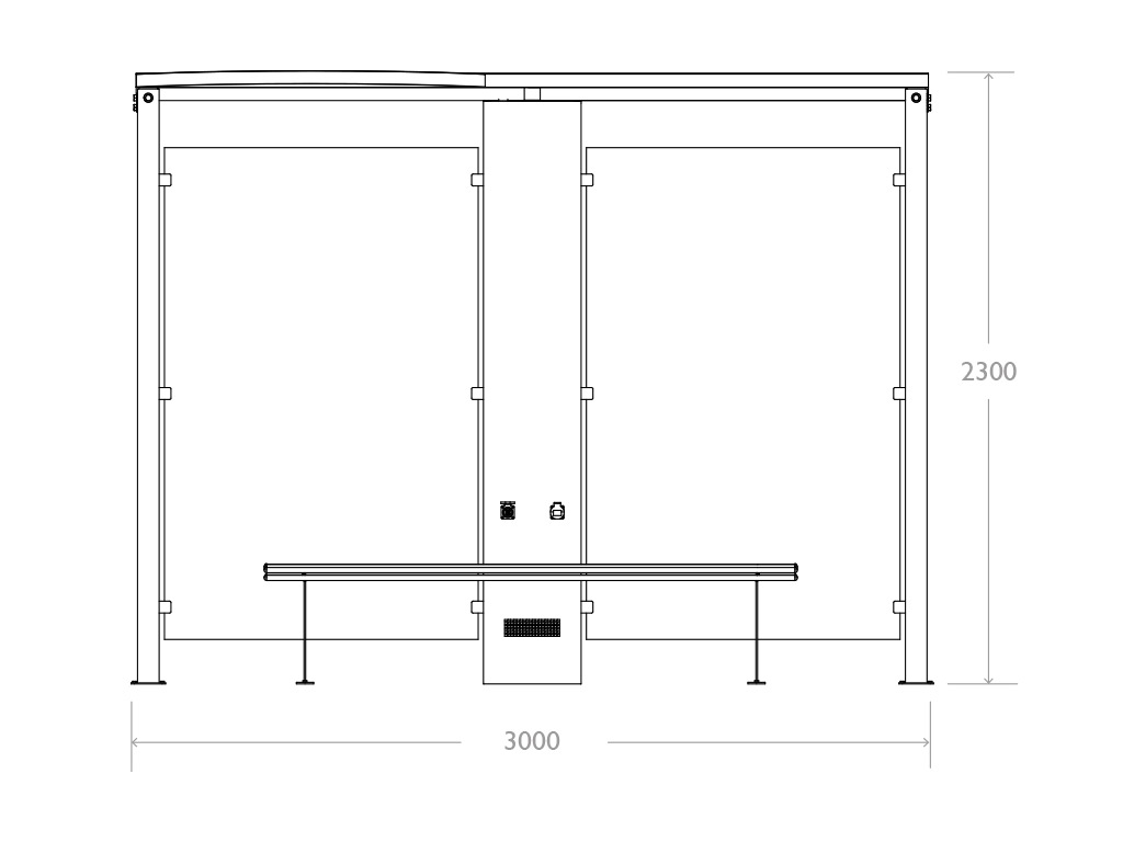 prospetto frontale pensilina attesa bus con fotovoltaico arredo urbano acciaio 3mt.jpg